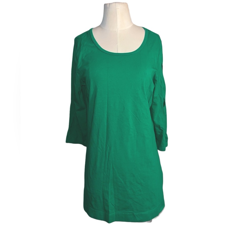 D&CO. | OPEN ARM 3/4 SLEEVE SCOOP NECK GREEN TUNIC XS